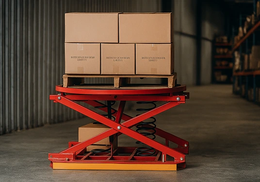 Mesa elevadora y giratoria para armado de pallets