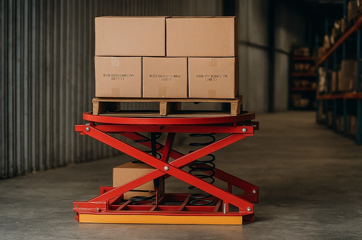 Mesa elevadora y giratoria para armado de pallets